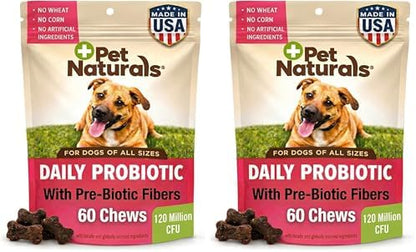 Pet Naturals Daily Probiotic Soft Chews for Dogs, Digestive and Immune Support Supplement, 1 Billion CFU Per Chew, Duck, 60 Count (Pack of 2)