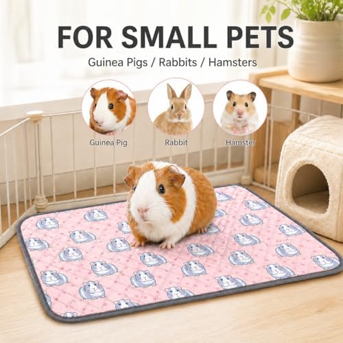 4 pcs Guinea Pig Cage Liners - Washable Guinea Pig Pee Pads, Waterproof Reusable & Anti Slip Guinea Pig Bedding Fast and Super Absorbent Pee Pad for Small Animals Rabbit Hamster Rat (4)