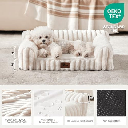 Orthopedic Dog Bed Small 24x18x8” Washable Cover Cream