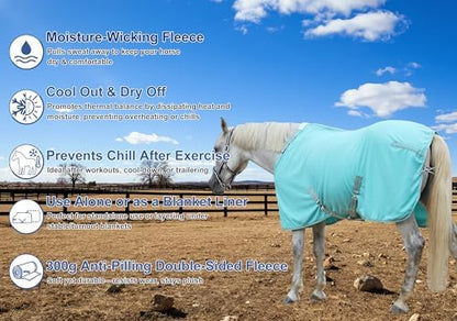 Horse Fleece Cooler Blanket, Moisture Wicking Post-Workout Drying