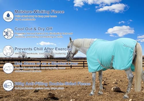 Horse Fleece Cooler Blanket, Moisture Wicking Post-Workout Drying