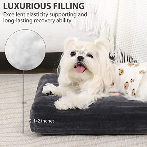 KSIIA Washable Dog Crate Bed Kennel Mat for Small Dogs,21 x 12 Inch,Gray