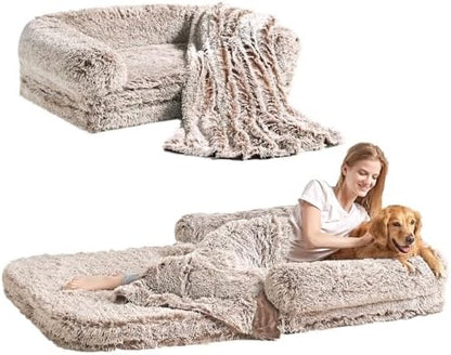 EHEYCIGA Orthopedic Foldable Human Dog Bed - 72x44x11, Faded Brown