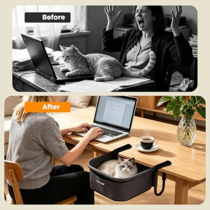 X-Large Cat Desk Bed for Large Cats Up to 50lbs, Heavy Duty Desk Attachment