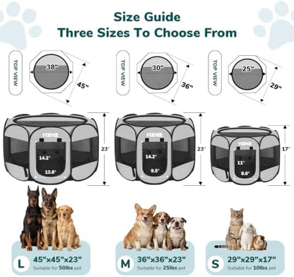 Dog Cat Small Animal Puppy Playpen Crate, Large, Whole Grey
