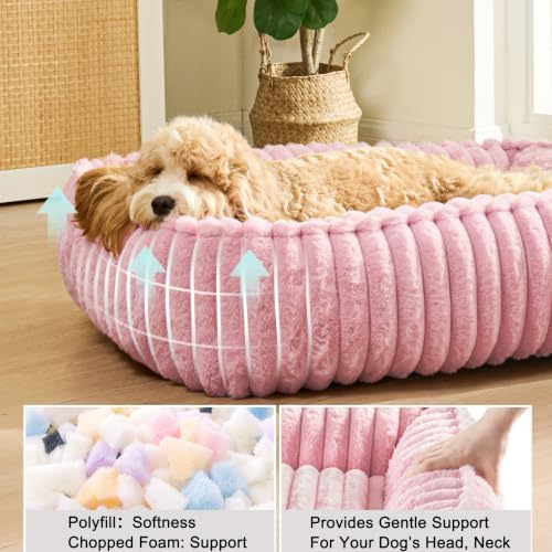 Medium Dog Bed Calming Cat Bed for Indoor Cats 24’’x20’’ Pink