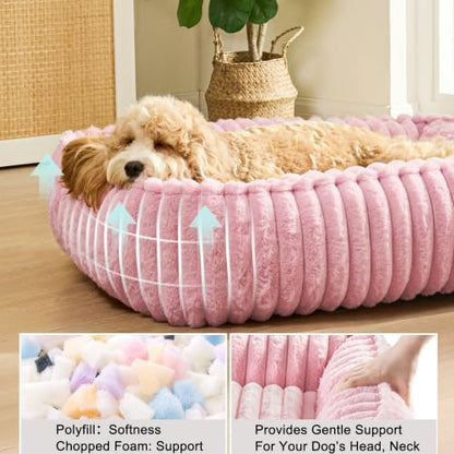 Orthopedic Large Dog Bed Calming Pet Sofa Bed 32''x24'' Pink