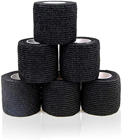 AUPCON Vet Wrap Cohesive Bandages Bulk Self Adhesive Bandage Wrap Self Adherent Wrap Non-Woven for Dogs Pet Animals & Ankle Sprains & Swelling 2 Inch x 5 Yards (2 Inch Black)