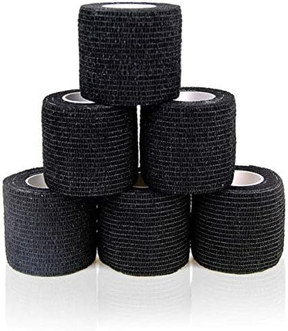 AUPCON Vet Wrap Cohesive Bandages Bulk Self Adhesive Bandage Wrap Self Adherent Wrap Non-Woven for Dogs Pet Animals & Ankle Sprains & Swelling 2 Inch x 5 Yards (2 Inch Black)