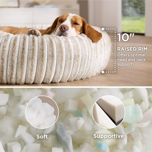 Bedsure ComfyFleece™ Donut Dog Beds Large Sized Dog with Washable Cover