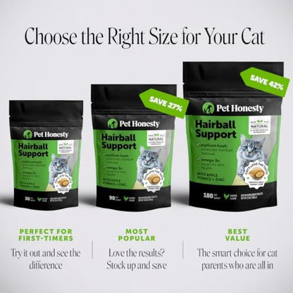 Cat Hairball Remedy Treats - Dual Texture Crunchy Creamy Hairball Treatment for Cats, Furball Relief Control Supplement with Fiber, Fish Oil for Indoor Cats Skin Coat Digestion (90-Day Supply)
