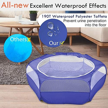 Pawaboo Small Animal Playpen with Zippered Cover,Indigo