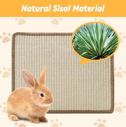 Large Rabbit Scratching Pad,23.6 x15.7 Inch Natural Sisal Scratch Mat for Bunny Biting Sleeping Nesting Pad Indoor Small Animal Claws and Teeth Care Bedding Accessories