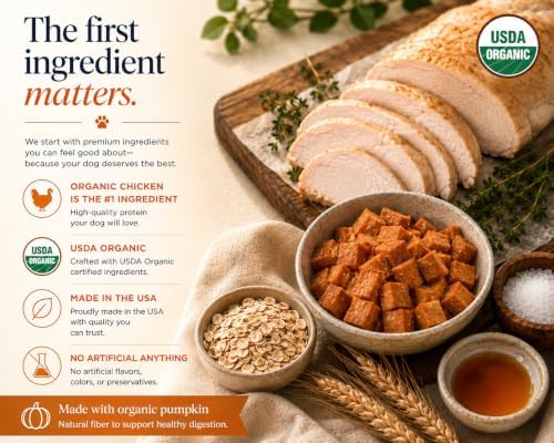 USDA Organic Chicken Recipe Soft & Chewy Dog Treats, Made in USA, Upcycled Certified®, All Life Stages, 4 oz