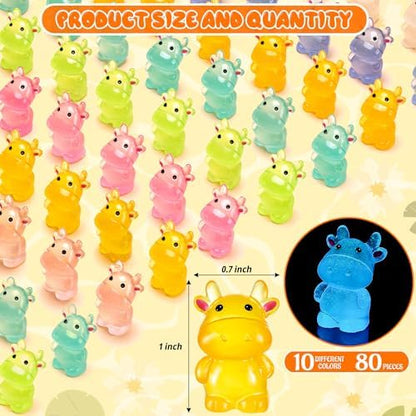 40PCS Luminous Mini Resin Cows Figurines, Mini Cows for Micro Garden