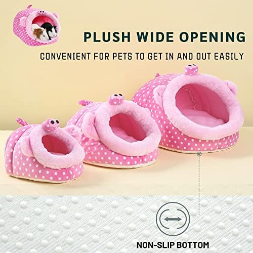 JanYoo Animal Bed Guinea Pig Accessories Cage Habitat Toy Hideout House Washable(L,Pig)