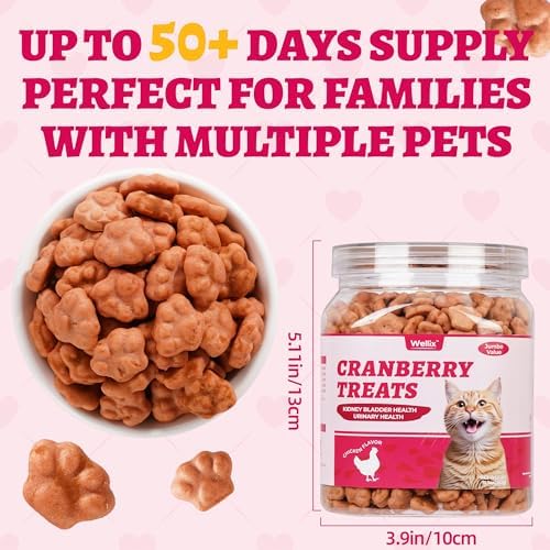 Wellix 13.05 oz Urinary Tract Cat Treats, Cranberry & D-Mannose for UT Aid