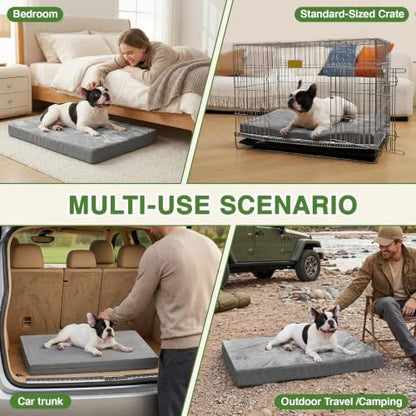 Waterproof Dog Bed Medium Size Dog, Washable Crate Pad 30" Orthopedic Gray