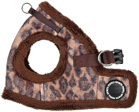Puppia Kovo Vest Dog Harness Step-in Warm Winter Leopard Pattern for Small and Medium Dog, Brown, Medium