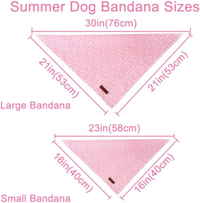 Summer Dog Bandana, Hawaii Bandana for Medium Large Dog, Cute Pink Puppy Bandana, Cotton Adorable Pet Triangle Bid Scarf Kerchief for Girl Boy Dogs