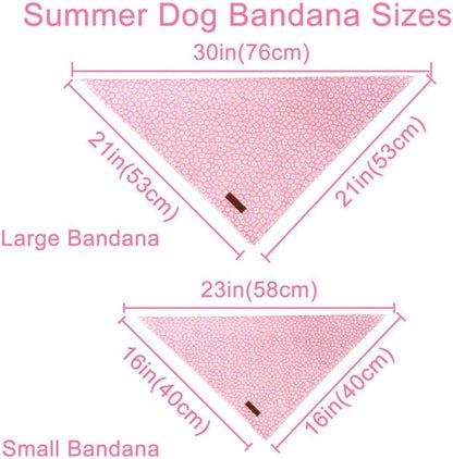Summer Dog Bandana, Hawaii Bandana for Medium Large Dog, Cute Pink Puppy Bandana, Cotton Adorable Pet Triangle Bid Scarf Kerchief for Girl Boy Dogs