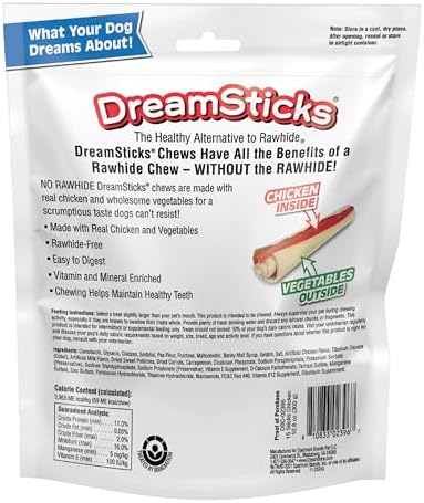 DreamBone DreamSticks with Real Chicken Chews for Dogs,These Easy-to-Digest Rawhide-Free Chews are a Dog’s Favorite Distraction,(Pack of 30)