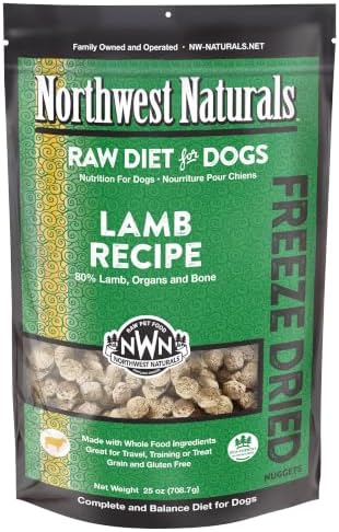 Northwest Naturals Freeze-Dried Lamb Dog Food - Bite-Sized Nuggets - Grain-Free, High-Protein, Raw Diet, Human-Grade, Limited Ingredients, All Natural, Nutrient-Dense, Healthy & Nutritious - 25 Oz
