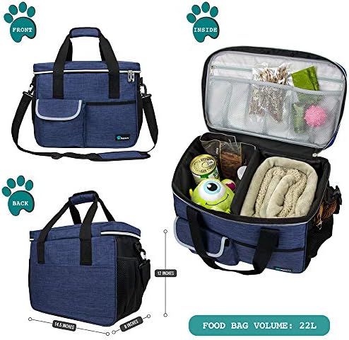 PetAmi Dog Travel Bag Organizer, Pet Supplies Diaper Tote, Navy Blue Medium