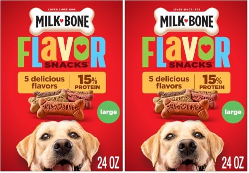 Milk-Bone Flavor Snacks Large Dog Biscuits, Flavored Crunchy Dog Treats, 24 Ounce Box (Pack of 2)