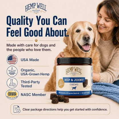 Hemp Well Hip & Joint Dog Soft Chews with Glucosamine & Hemp, MSM, 60 Count