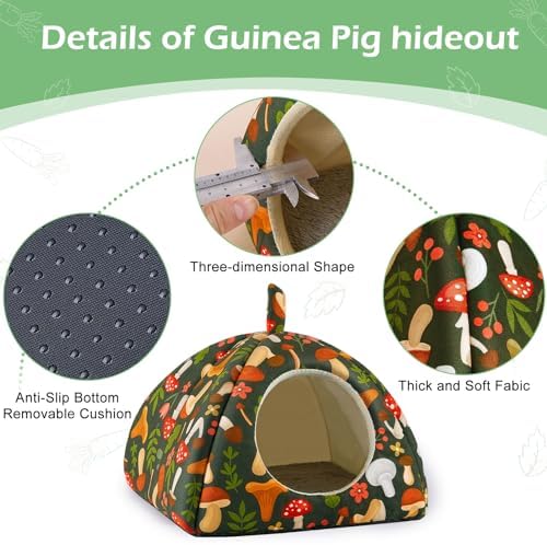 Bienbee Guinea Pig Hideout, 2 Piece Washable Set for Small Animals Large