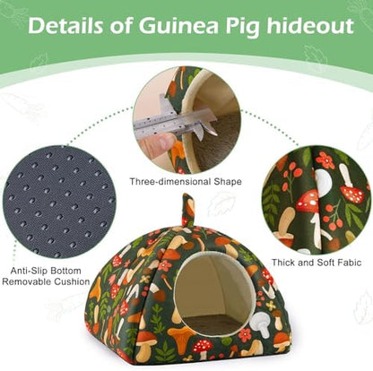 Bienbee Guinea Pig Hideout, 2 Piece Washable Set for Small Animals Large
