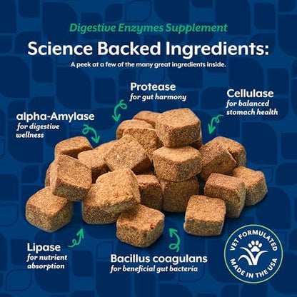 NaturVet – Digestive Enzymes - Plus Probiotics & Prebiotics – Helps Support Diet Change & A Healthy Digestive Tract – for Dogs & Cats (Soft Chews, 120 Count) (Pack of 2)