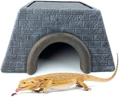 Large Bearded Dragon Basking Platform Oversize Reptile Hide Cave Natural Rock Resin Lizard Hideout for Bearded Dragon Lizards Ball Python Snakes Turtle Large Reptiles