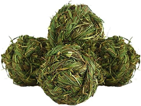 Hamiledyi Bunny Grass Toy 4 Pcs Natural Timothy Grass Rabbit Chew Balls