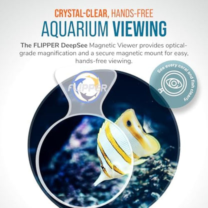 Flipper DeepSee 4" Magnetic Aquarium Viewer – Optical-Grade Magnifying Lens for Glass & Acrylic Tanks up to 5/8" Thick – Hands-Free Underwater Viewing for Fish, Corals & Aquarium Photography – Clear