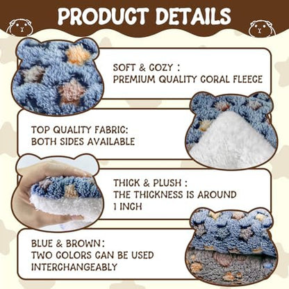 2 Pcs Guinea Pig Bed, Washable Rabbit Bunny Bed Mat Warm Small Animal Bed Pad Guinea Pig Pillow Pet Bed Mat for Chinchilla Hedgehog Ferret