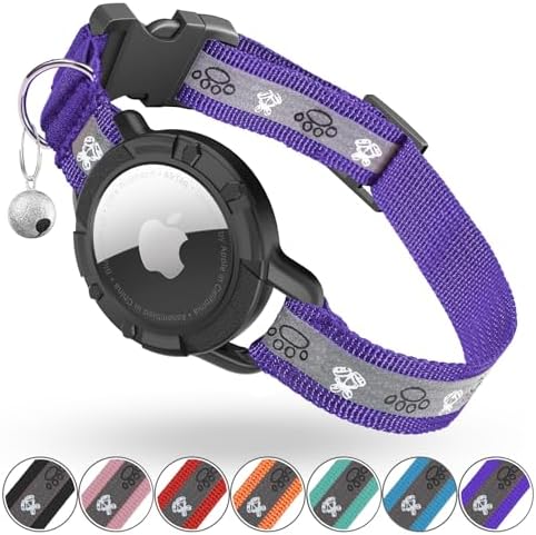 Reflective AirTag Cat Collar, Integrated Cat Collar with Air Tag Holder