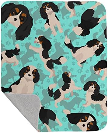 Caroline's Treasures MLM1066LQB Tricolor Cavalier Spaniel Quilted Blanket 50x60 Artwork Pattern Quilted Throw Blanket for Bed, Couch, Sofa, Soft and Lightweight