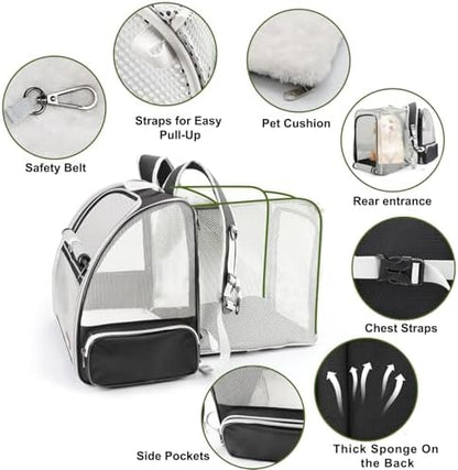 Texsens Innovative Traveler Bubble Backpack Pet Carriers for Cats and Dogs (Expandable-Black)