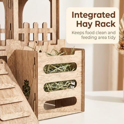 HIIMALEX Large Bunny Castle Sturdy House for Rabbits Ferrets Guinea Pigs