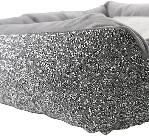 Sparkles Home Pet Bed, Sparkling Rhinestones, Soft, Comfortable Velvet, for Lounging Dogs, Cats, Pets, Silver, Small, Sold Individually