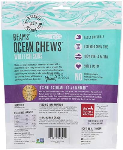 The Honest Kitchen Beams Grain-Free Dog Chew Treats - Natural Human Grade Dehydrated Fish Skins, 6.5 oz Small