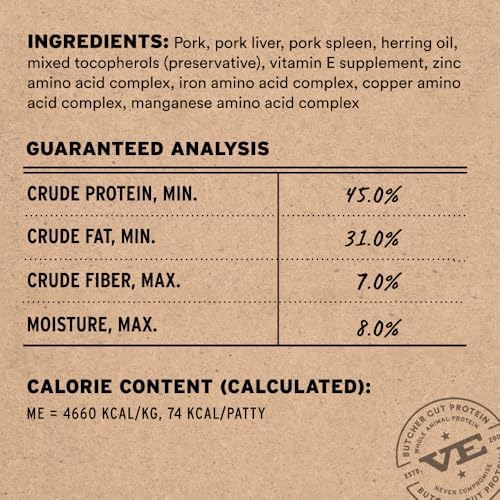 Vital Essentials Freeze Dried Cat Food, Pork Mini Patties, 15 oz Bag