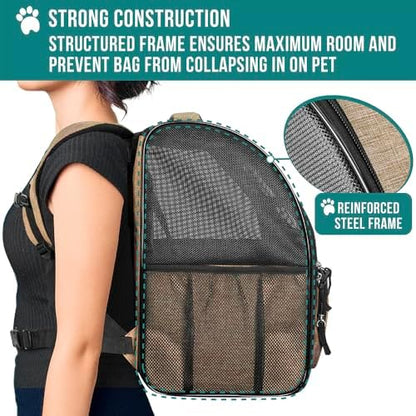 PetAmi Dog Backpack Carrier Airline Approved Cat Pet Puppy Bag, Taupe