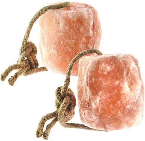 UMAID Himalayan Salt Lick 6 lbs on Rope for Horse, Deer, Goat & Livestock Animals, Salt Lick Deer, Salt Lick for Horses, Salt Block for Horses, Himalayan Salt Block 2 Pack