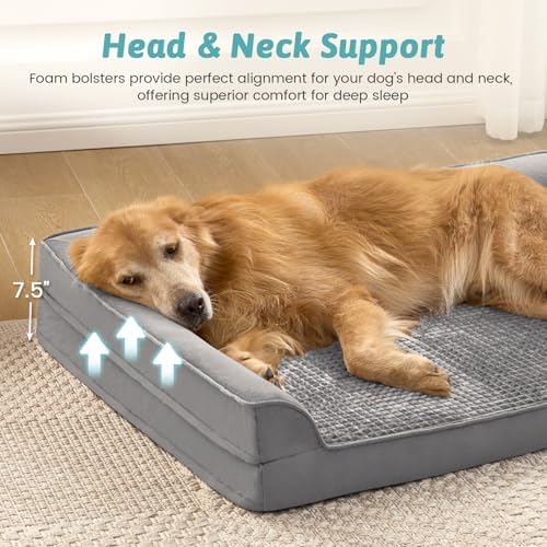 COZY KISS Orthopedic Dog Bed for Extra Large Dogs, L Shaped XL 42x30 inch