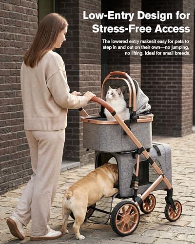 HOVONO Double Dog Stroller for 2 Small & Medium Dogs/Cats Up to 60 lbs