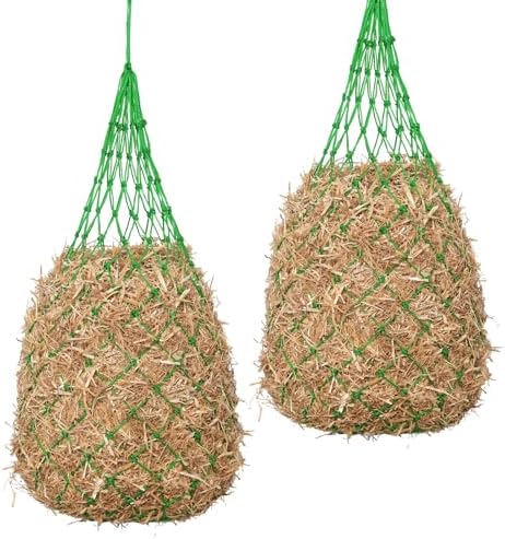Slow Feed Hay Nets for Horses, 2 Pack, 40 Inch, 2 Inch Holes,Green