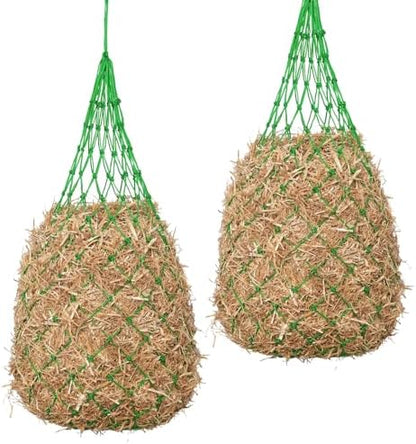 Slow Feed Hay Nets for Horses, 2 Pack, 40 Inch, 2 Inch Holes,Green